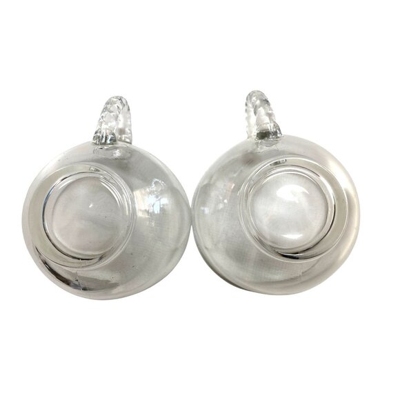 Vintage Clear Glass Tea Cups With Textured Handles Set Of 2 Elegant Design For H - Picture 4 of 4